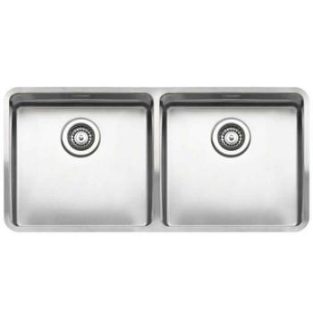 Ohio 40x40+40x40 L dobbelt køkkenvask, Rustfrit stål